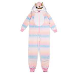 UNICORN Girls Hooded Pajamas XS 4/5 Velour One Piece Union Suit  Sleeper NEW